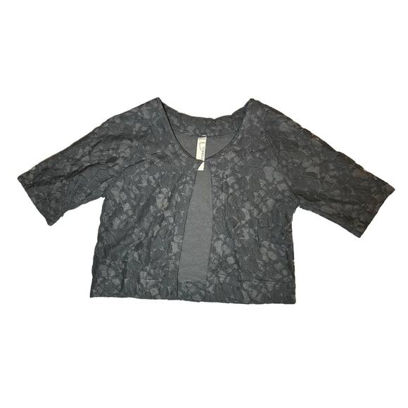 Fossil Woman's Short Sleeve Lace Gray Single Button Cardigan Size Small - Picture 1 of 6
